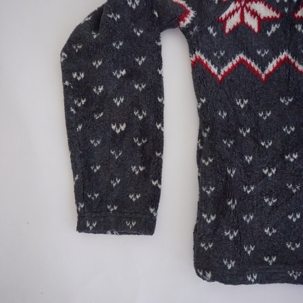 Barrage Collection Gray Nordic Snowflake Zip Jacket Winter Fair Isle Cabincore L - Picture 8 of 11